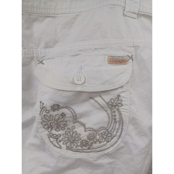 Zana DI Jeans Womens Capri White Silver Embroidery Sz 24 - Picture 5 of 9